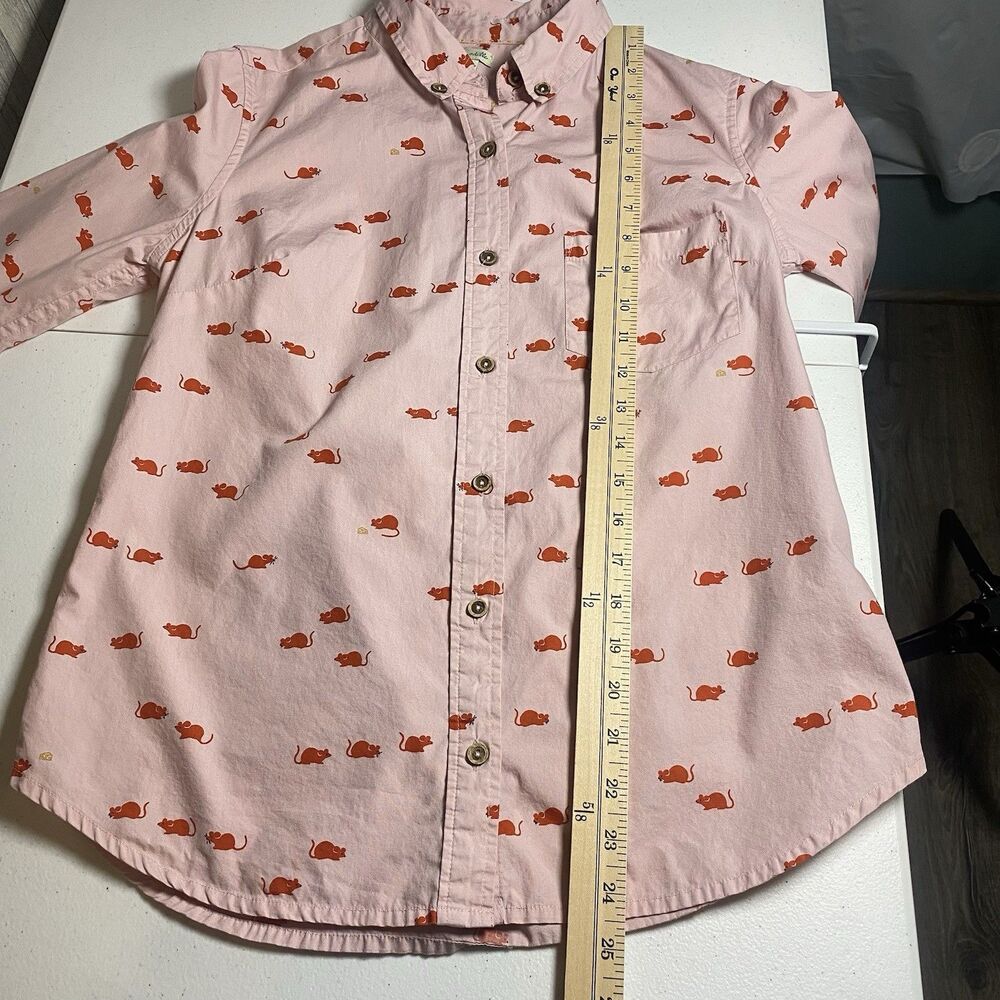 Anthropologie Odille Mouse & Cheese Novelty Print Button Down Shirt Pink Size 6 - Picture 10 of 10